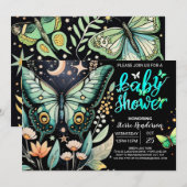 Fluitend groen vlinder Baby shower Kaart (Voorkant / Achterkant)