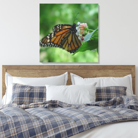 Fluitend monarchvlinderdoek canvas afdruk (Insitu (Slaapkamer))