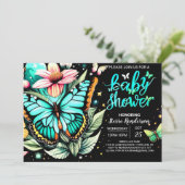 Fluitend vlinder Baby shower Kaart (Staand voorkant)