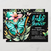 Fluitend vlinder Baby shower Kaart (Voorkant / Achterkant)