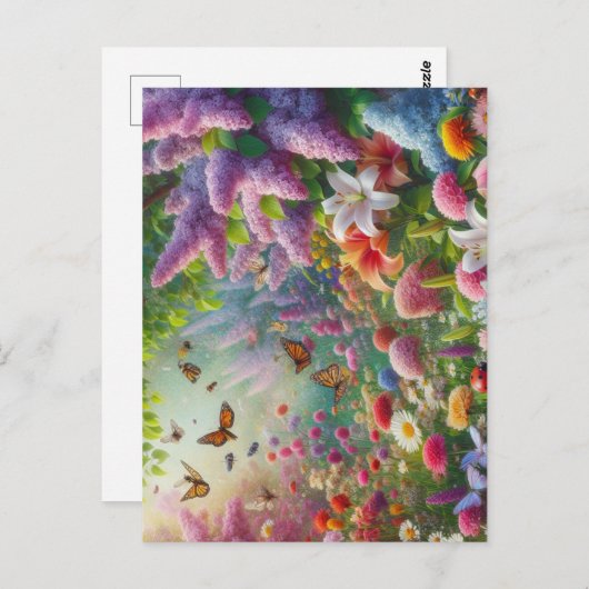 Fluitende bloem briefkaart (Voorkant / Achterkant)