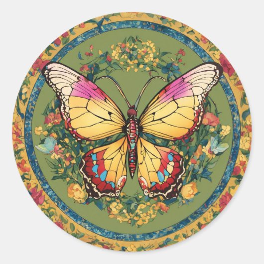 "Fluitende Bloemen: Een bloemensymfonie" Ronde Sticker (Voorkant)