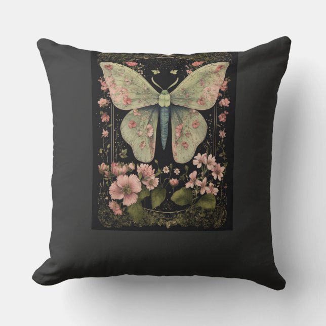 "Fluitende Grace: Butterfly Beauty T-shirt" Kussen (Voorkant)