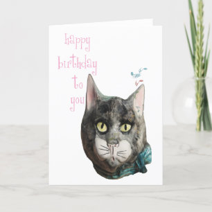 Fluitende kat Happy Birthday Kaart