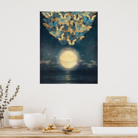 Fluitende Moonrise Poster (Keuken)