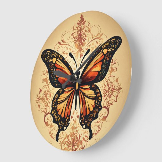 "Fluitende tijd: vlinderprint wandklok" Grote Klok (Hoek)
