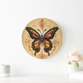 "Fluitende tijd: vlinderprint wandklok" Grote Klok (Huis)