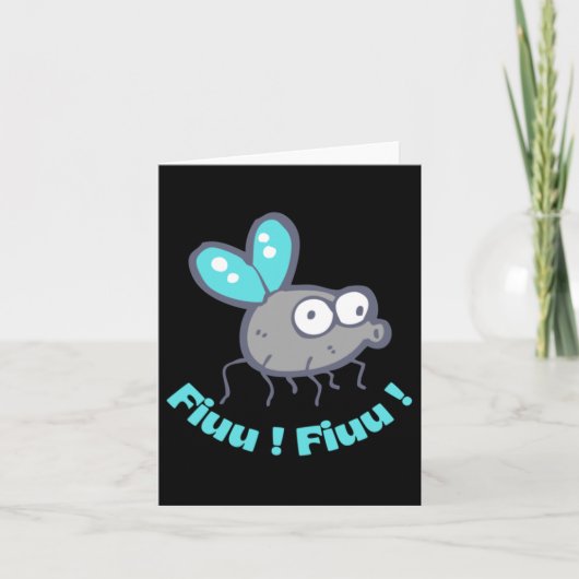 Fluitende vlieg en turquoise inscriptie Sticker Kaart (Voorkant)