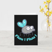 Fluitende vlieg en turquoise inscriptie Sticker Kaart (Gele Bloem)