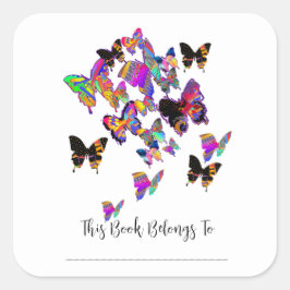 Fluitende vlinders Bookplate Sticker