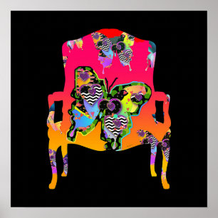 Fluitende vlinders  fauteuil poster