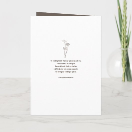 Fluitenkruid bloemhoofd bruiloft programma (Achterkant)