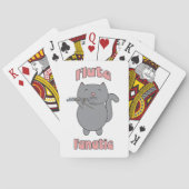 Fluitfanaat Roze Grijze Kat Pokerkaarten (Achterkant)