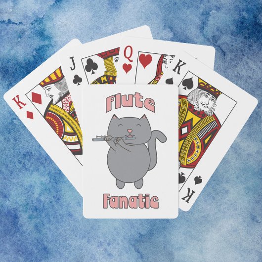 Fluitfanaat Roze Grijze Kat Pokerkaarten