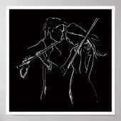 Fluitist en violist duetuitvoerders poster (Voorkant)