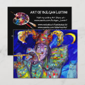 FLUITIST IN BLAUW Carnavalsmaskerade Uitnodiging Briefkaart (Voorkant / Achterkant)