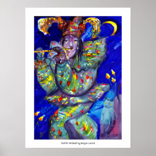 FLUITIST IN BLAUW / Venetiaanse Carnavalsnacht Poster