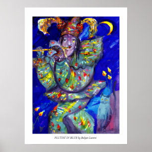 FLUITIST IN BLAUW / Venetiaanse Carnavalsnacht Poster