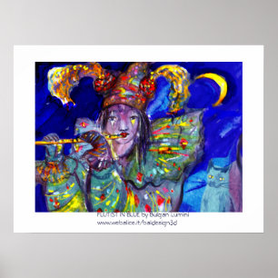FLUITIST IN BLAUW / Venetiaanse Carnavalsnacht Poster