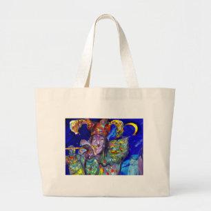 FLUITIST IN de BLAUWE/Venetiaanse Nacht van Grote Tote Bag