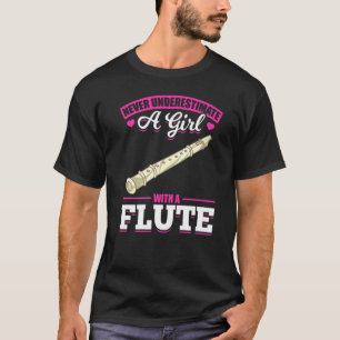 Fluitist Meisjes Fluit Speler Vrouwen Muziek March T-shirt