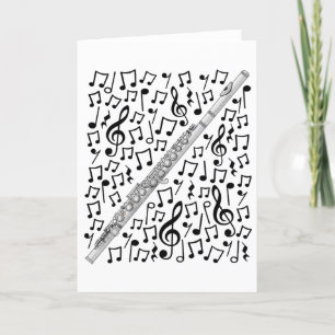 Fluitist Woodwind Muziekdocent Fluit Muzieknoten F Feestdagen Kaart