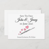 Fluitmuzikant bruiloft Save the Date (Voorkant / Achterkant)