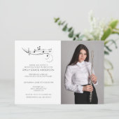 Fluitrecital Muzieknoten Zwart-Wit Foto Kaart (Staand voorkant)