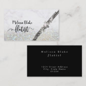 fluitscript op faux glitter visitekaartje (Voorkant / Achterkant)