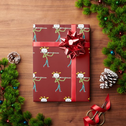 Fluitspelende Stickman Cadeaupapier (Feestdagen Geschenken)