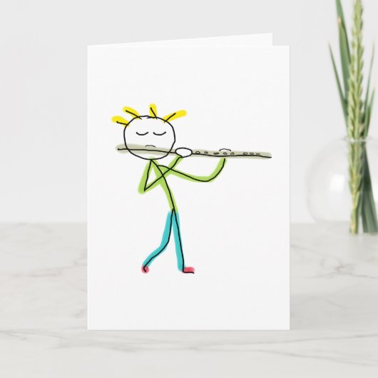 Fluitspelende Stickman Kaart (Voorkant)