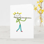 Fluitspelende Stickman Kaart (Gele Bloem)