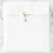 Fluitspelende Stickman Ronde Sticker (Tas)