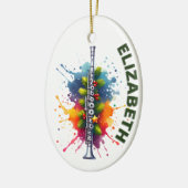 Fluitspeler Kerstmis. Aangepaste naam Keramisch Ornament (Links)
