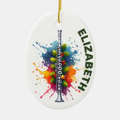 Fluitspeler Kerstmis. Aangepaste naam Keramisch Ornament (Voorkant)