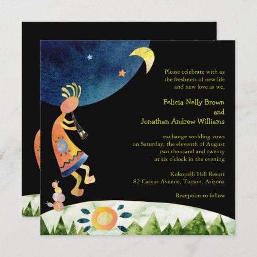 Fluitspeler Kokopelli zuidwestelijke bruiloft Kaart (Voorkant / Achterkant)