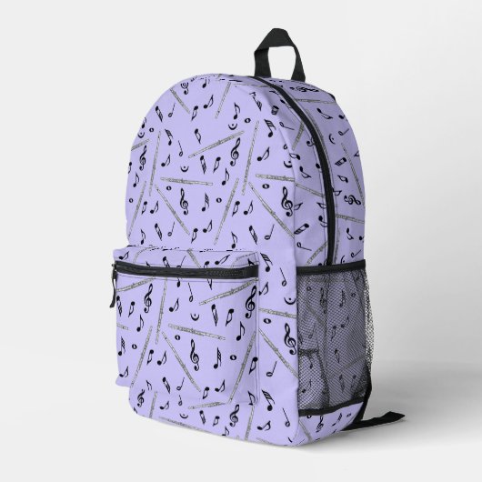 Fluitzwarte Muzieknoten Bedrukte Rugzak (Achterkant Hoek Rechts)