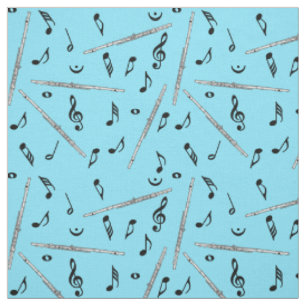 Fluitzwarte Muzieknoten Stof