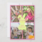 Fluo Happy Easter Bunny Ears 4 foto's Collage Feestdagenkaart (Voorkant)