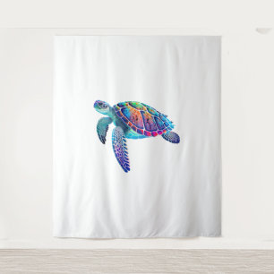 Fluo zee schildpad wandkleed