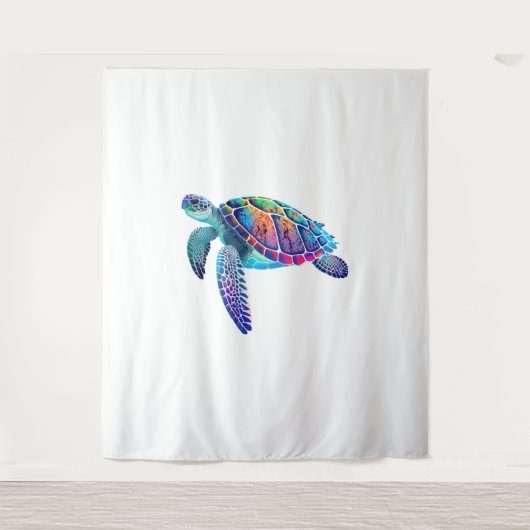 Fluo zee schildpad wandkleed (Voorkant)