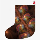 Fluorescent Abstract Modern Bruin Fractal Ewn Name Grote Kerstsok (Achterkant)