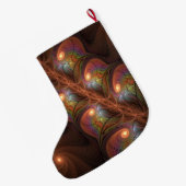 Fluorescent Abstract Modern Bruin Fractal Ewn Name Grote Kerstsok (Achterkant (Hangend))