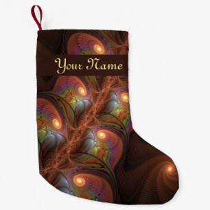 Fluorescent Abstract Modern Bruin Fractal Ewn Name Kleine Kerstsok