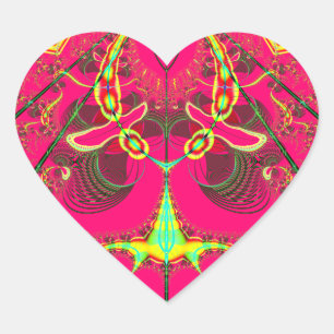 Fluorescent Alien Lady Bug Fractal Hart Sticker