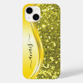 Fluorescent Bright Neon Glitter Monogram Naam Case-Mate iPhone Case (Achterkant)