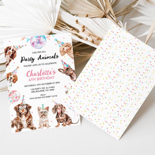 Fluorescent Calling Party Animals Verjaardag Kaart