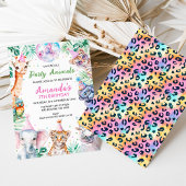 Fluorescent Calling Party Dieren Safari Verjaardag Kaart