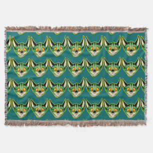 Fluorescent Cartoon Cat Throw Blanket Deken