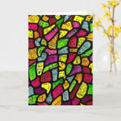 Fluorescent Cartoon Weird Faces Drawing Card Kaart (Gele Bloem)